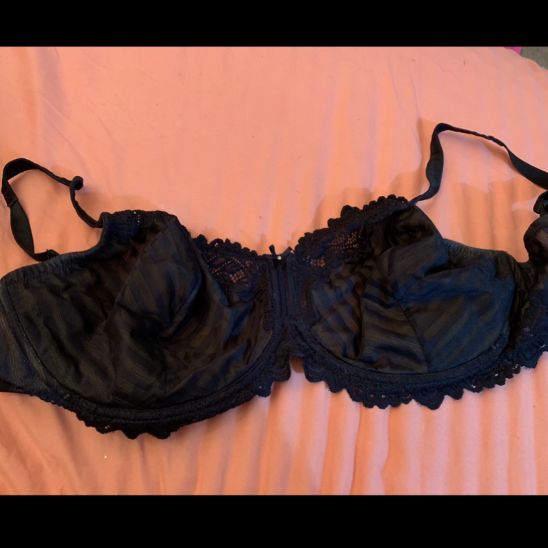 Striped Silky Black Bra